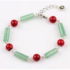 jade and bloodstone bracelet with extendable chain