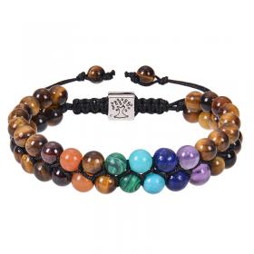 Colorful natural stone double-layer bracelet