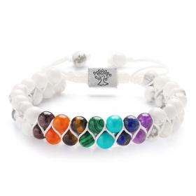 Colorful natural stone double-layer bracelet