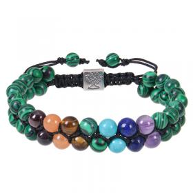 Colorful natural stone double-layer bracelet