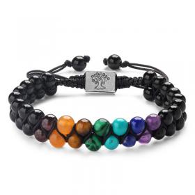 Colorful natural stone double-layer bracelet