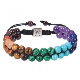 Colorful natural stone double-layer bracelet