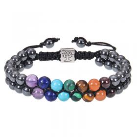 Colorful natural stone double-layer bracelet