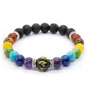 Bracelet (volcanic stone+double rainbow)