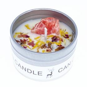 Dried Flower Crystal Stone Aromatherapy Candle (Red Crystal & Rose)