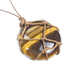 Natural tiger eye stone woven pendant