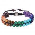 Colorful natural stone double-layer bracelet